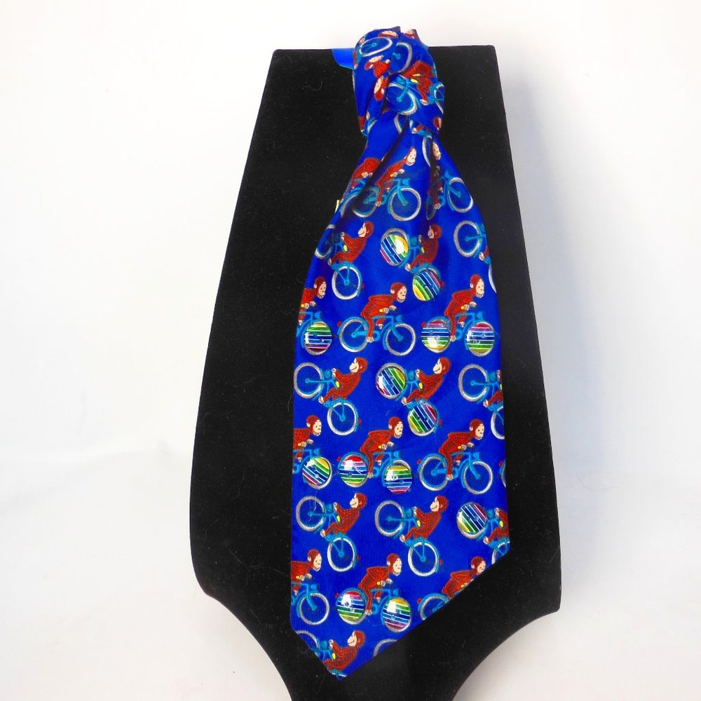 Woman's Beaded pendent tie, hand beaded necklace unique Curious George  neckwear